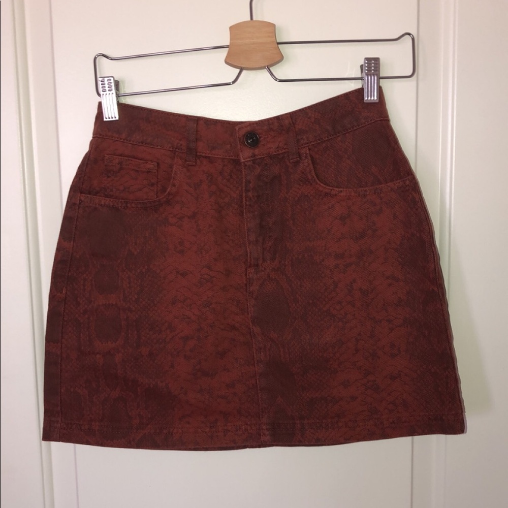 BDG burnt orange snake skin skirt